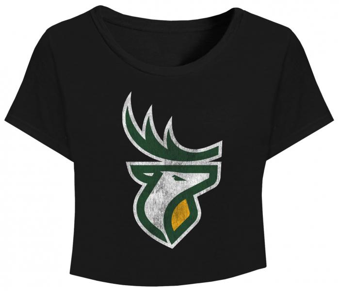 Edmonton Elks- Bulletin Womens Black Distressed Crop Top