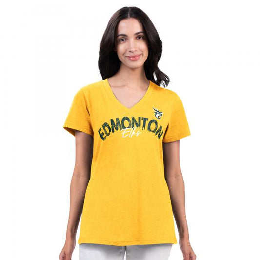 Edmonton Elks Ladies Key Move V-Neck - Gold