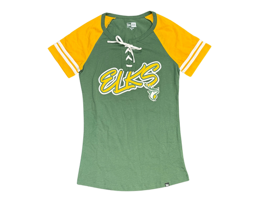Edmonton Elks New Era Womens Cursive Lace Up Tee