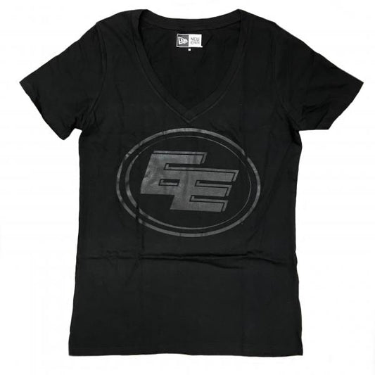 Edmonton Elks- Womens New Era Black On Black V-Neck