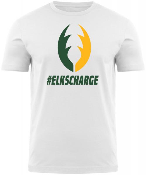 Edmonton Elks- Bulletin Mens White Green And Gold Secondary Tee