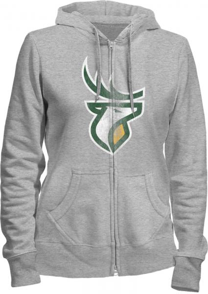 Edmonton Elks- Bulletin Womens Grey Primary Distressed F/Z Hood